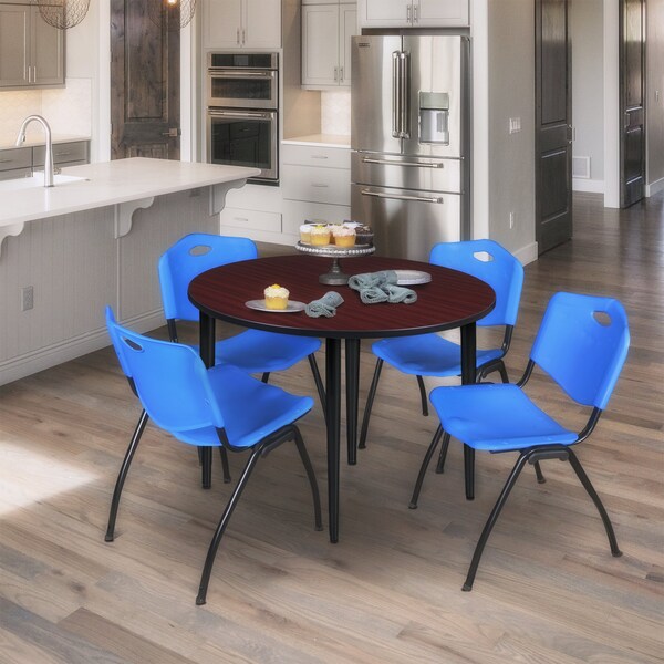 Regency Kahlo Round Table & Chair Sets, 48 W, 48 L, 29 H, Wood, Metal, Plastic Top, Mahogany TPL48RNDMHBK47BE - main